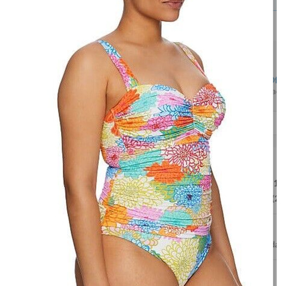 Bleu Rod Beattie Other - Bleu Rod Beattie Yellow Shirred Underwire One-Piece Swimsuit 12 NWT